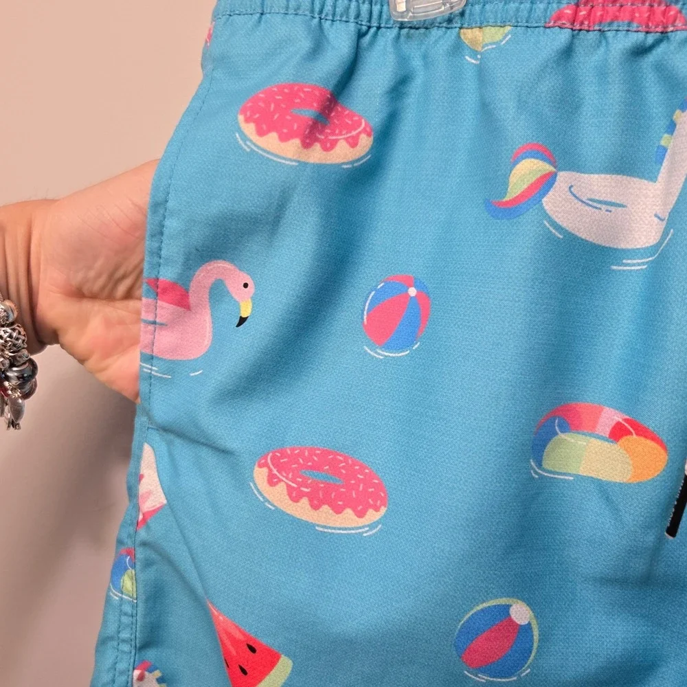 Maui & Sons Swim Trunks Pool Shorts Men Size XL Blue Retro Sport 80s Unicorn Fun
